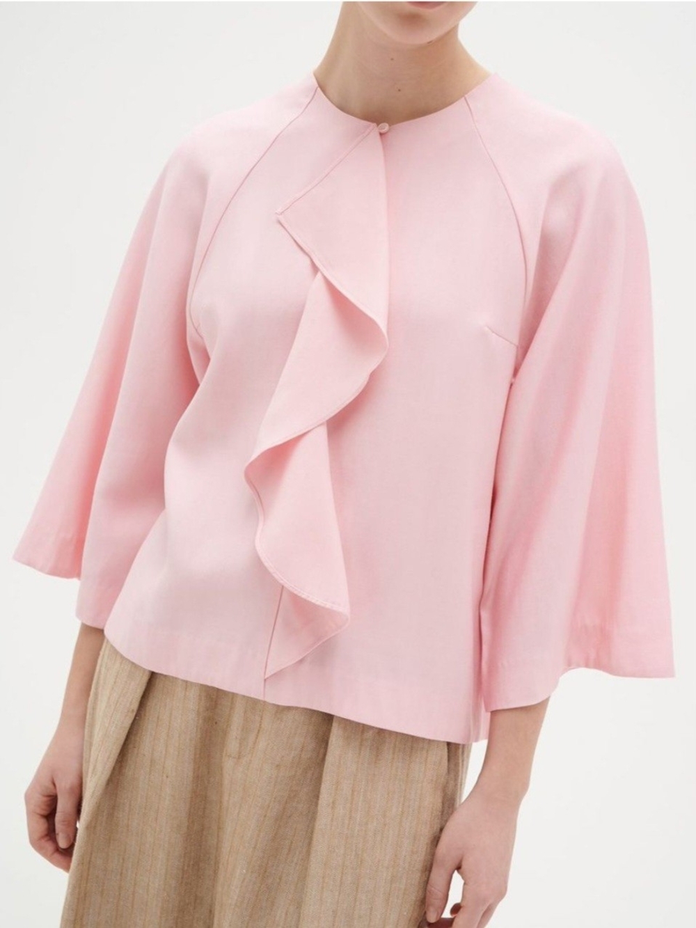 Inwear Pink Ruffle-Front Women's Top